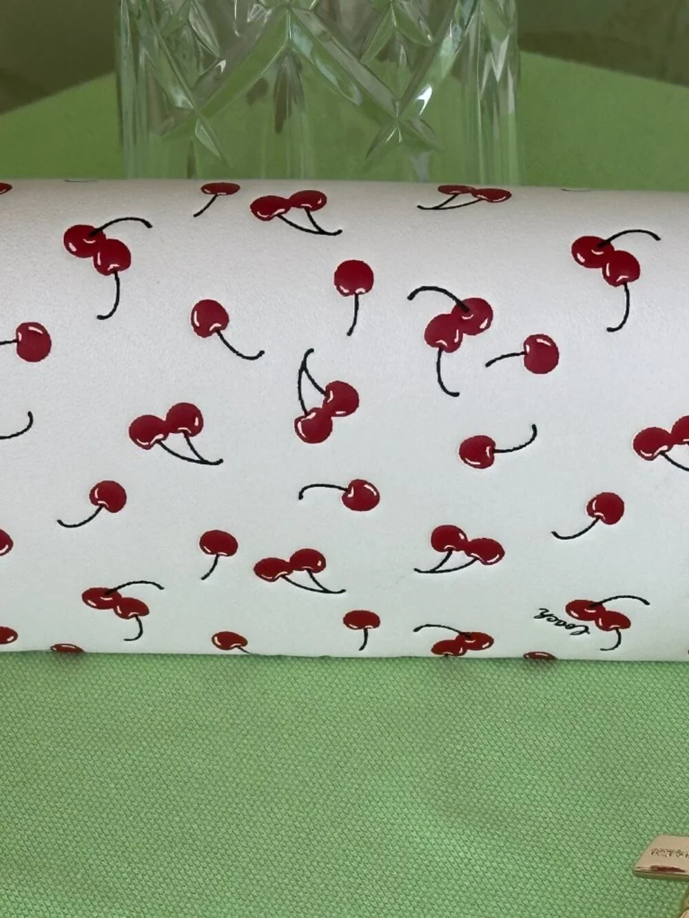 COACH SUNGLASS CASE W/ CHERRY PRINT:NWT CHALK/MULTI CFA49